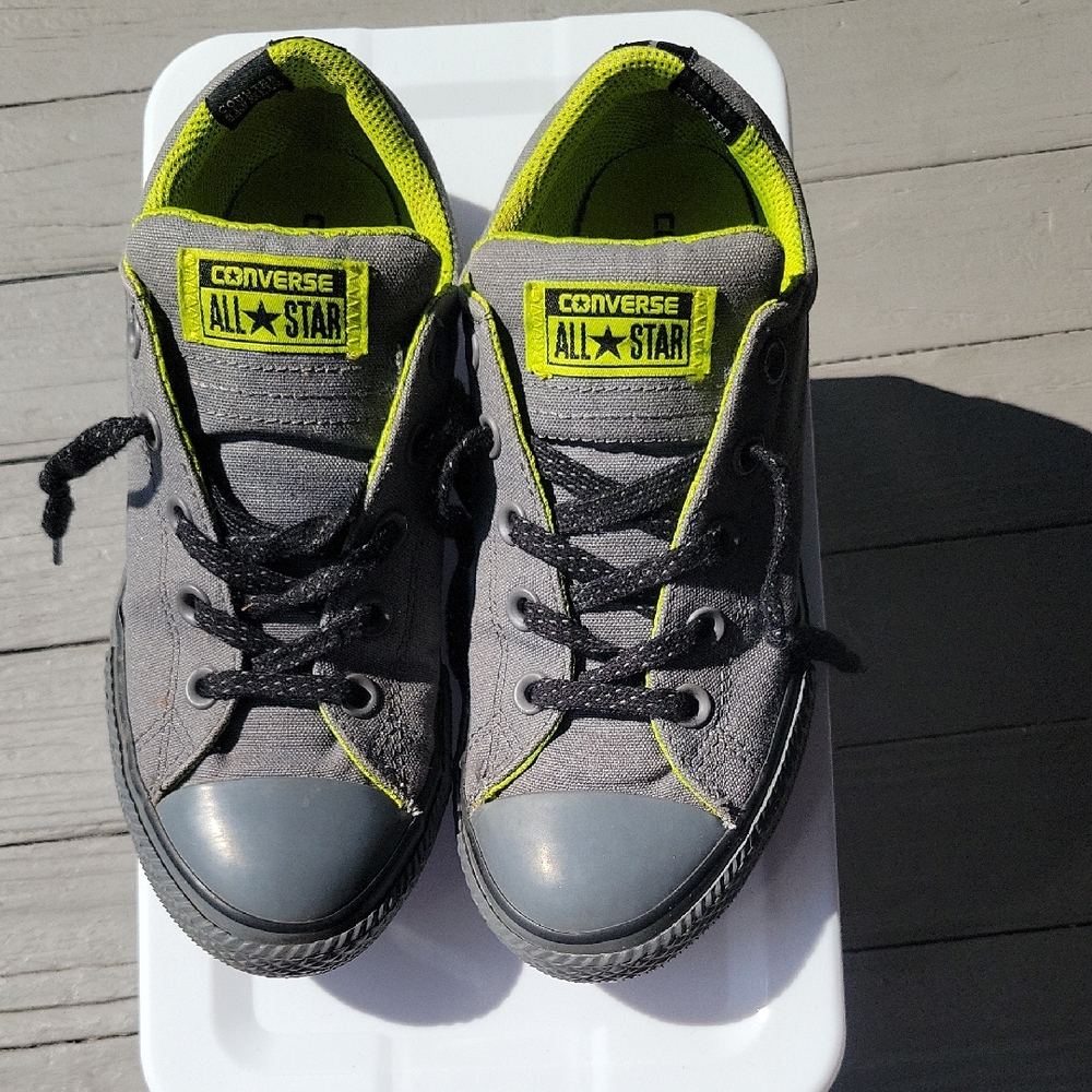 Converse Kids Charcoal and Neon Green Sneakers